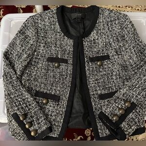 J. Crew Black and White Tweed Blazer